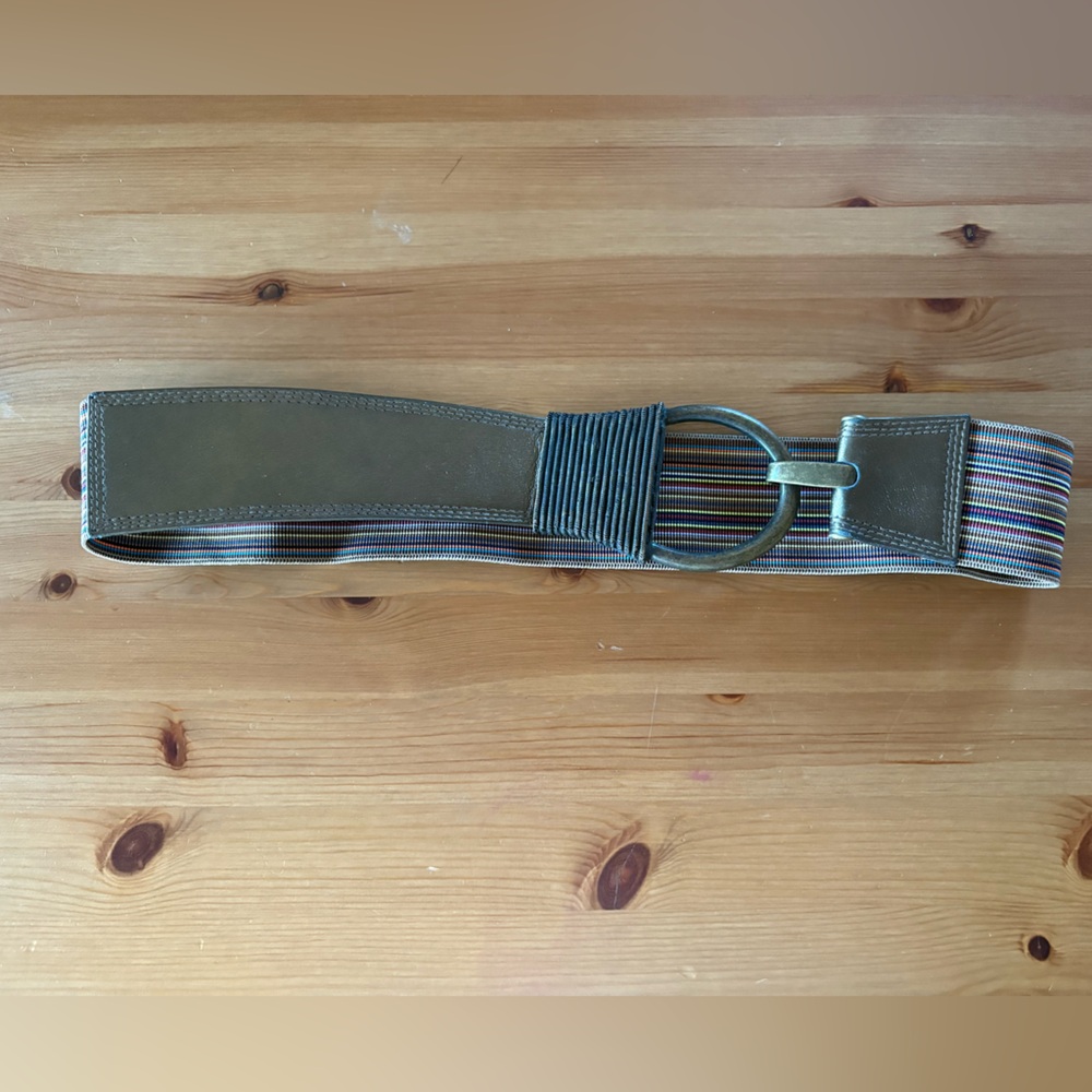 Suzi Roher Wide Stretch Cinch Metal Buckle Statement Belt Size Large - Picture 3 of 10